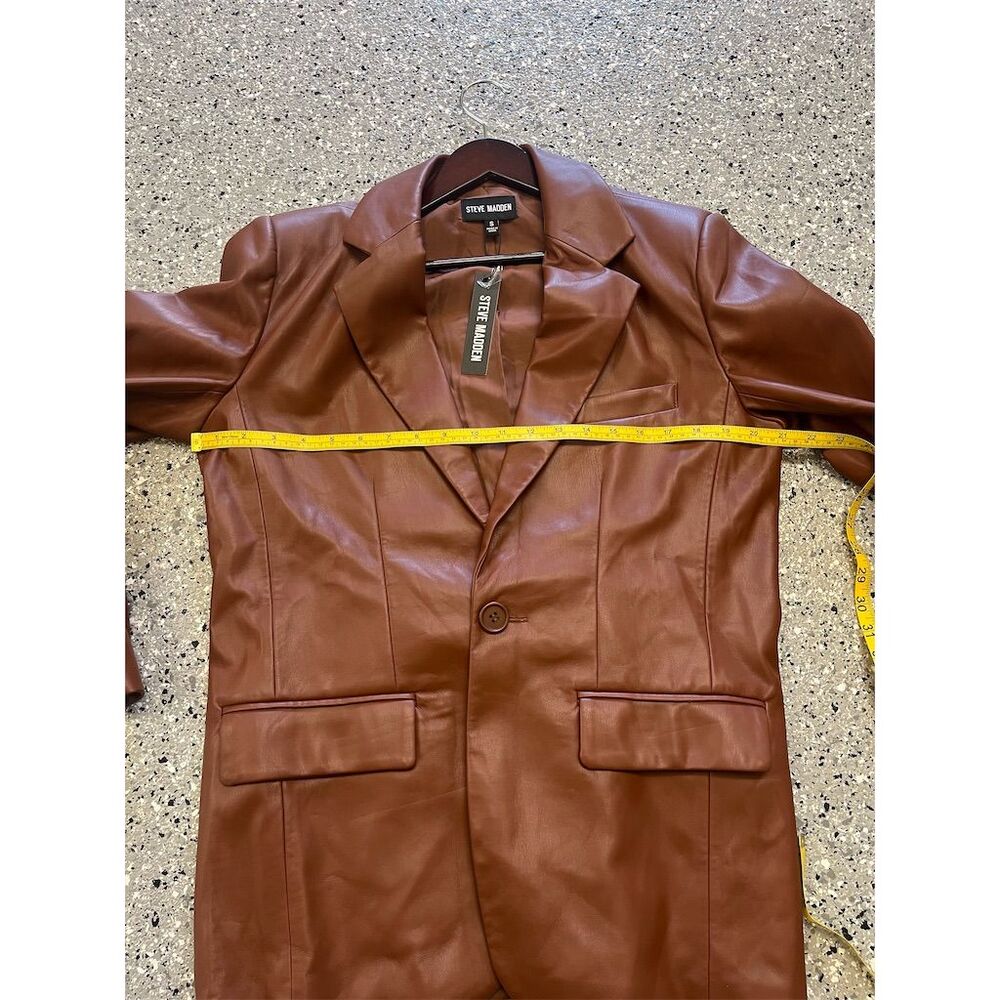 Steve Madden Women's Blazer Size S Brown Faux Leather Jacket - Picture 7 of 11